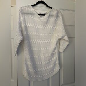 Ralph Lauren White Crew Neck Sweater with Zigzag Knit